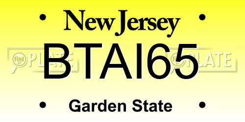 BTAI65 New Jersey License Plate