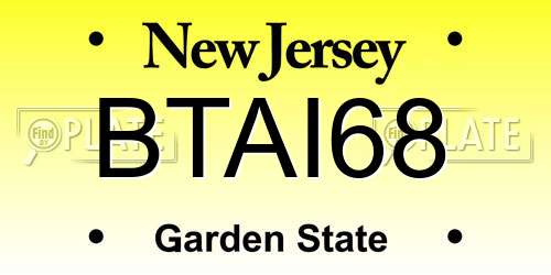 BTAI68 New Jersey License Plate