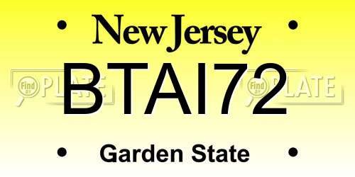 BTAI72 New Jersey License Plate