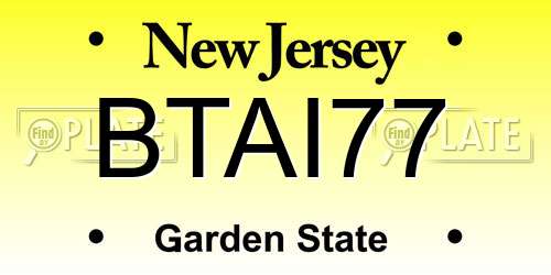 BTAI77 New Jersey License Plate