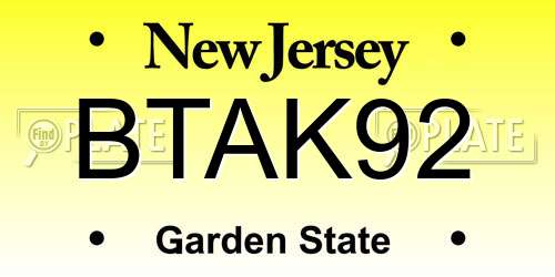 BTAK92 New Jersey License Plate