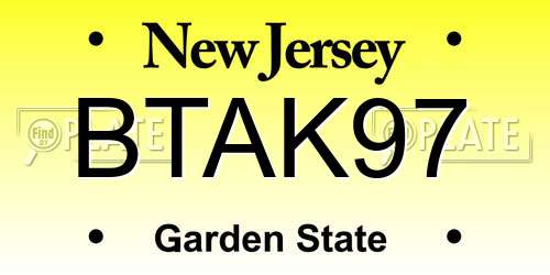 BTAK97 New Jersey License Plate
