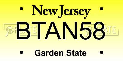 BTAN58 New Jersey License Plate