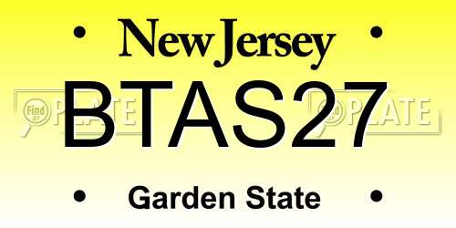 BTAS27 New Jersey License Plate