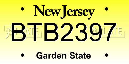 BTB2397 New Jersey License Plate