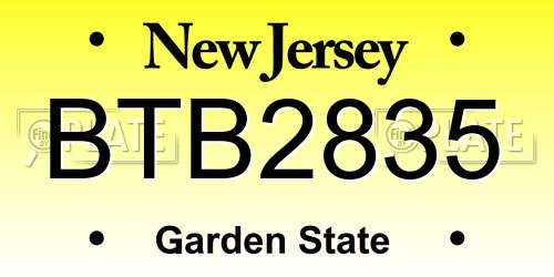 BTB2835 New Jersey License Plate