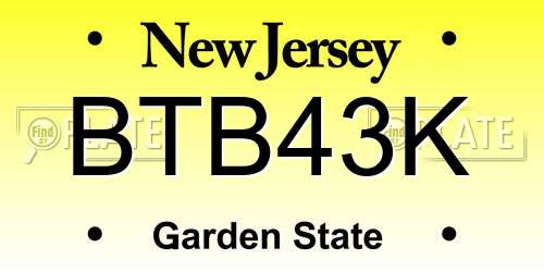 BTB43K New Jersey License Plate