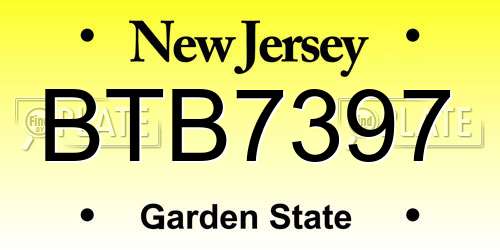 BTB7397 New Jersey License Plate