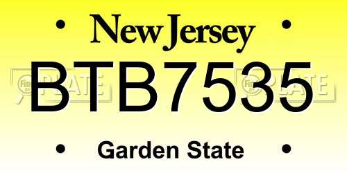 BTB7535 New Jersey License Plate