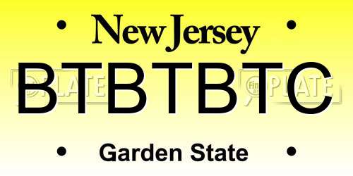 BTBTBTC New Jersey License Plate