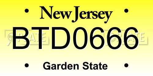 BTD0666 New Jersey License Plate