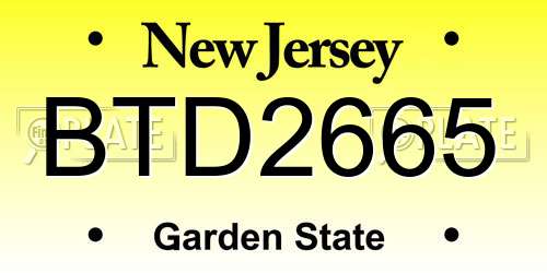 BTD2665 New Jersey License Plate