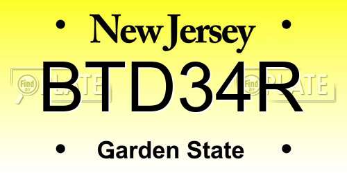 BTD34R New Jersey License Plate