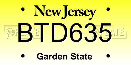BTD635 New Jersey License Plate