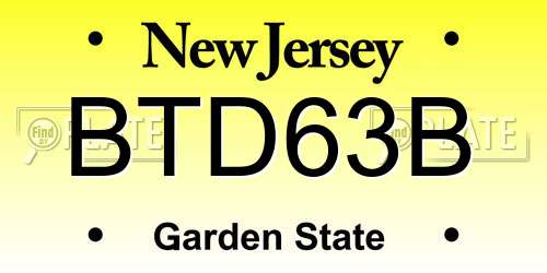 BTD63B New Jersey License Plate