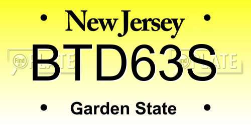 BTD63S New Jersey License Plate