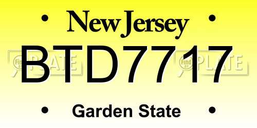BTD7717 New Jersey License Plate
