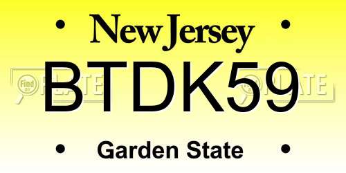BTDK59 New Jersey License Plate