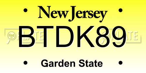 BTDK89 New Jersey License Plate