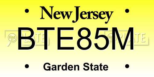 BTE85M New Jersey License Plate