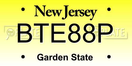 BTE88P New Jersey License Plate