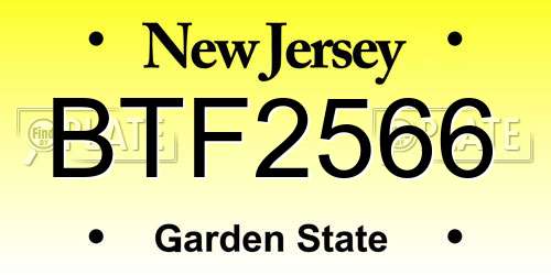 BTF2566 New Jersey License Plate