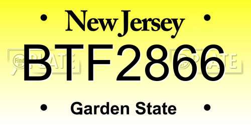 BTF2866 New Jersey License Plate