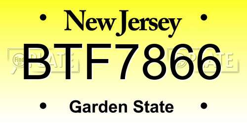 BTF7866 New Jersey License Plate