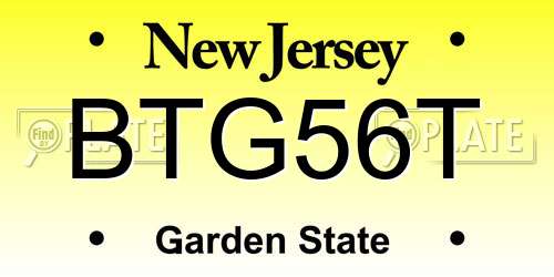 BTG56T New Jersey License Plate