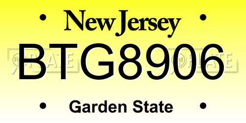 BTG8906 New Jersey License Plate