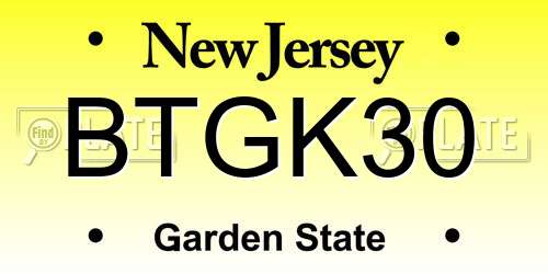 BTGK30 New Jersey License Plate