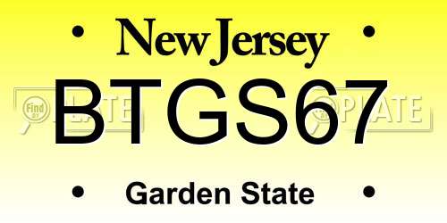 BTGS67 New Jersey License Plate
