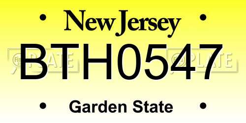 BTH0547 New Jersey License Plate