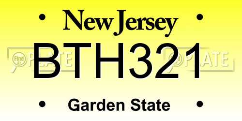 BTH321 New Jersey License Plate