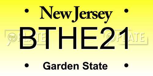 BTHE21 New Jersey License Plate