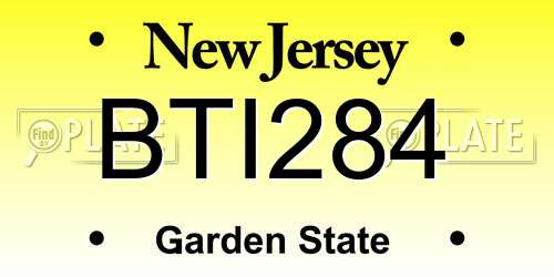 BTI284 New Jersey License Plate