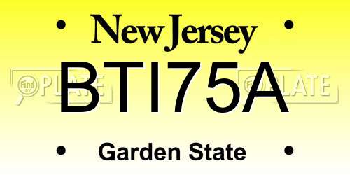 BTI75A New Jersey License Plate
