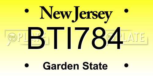 BTI784 New Jersey License Plate