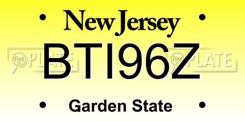 BTI96Z New Jersey License Plate