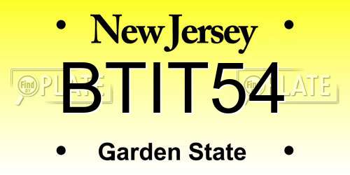 BTIT54 New Jersey License Plate