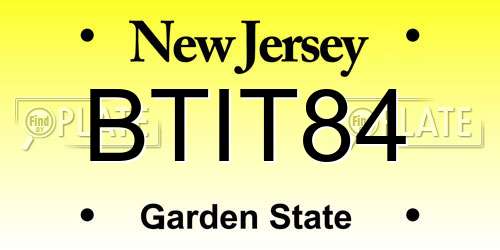 BTIT84 New Jersey License Plate