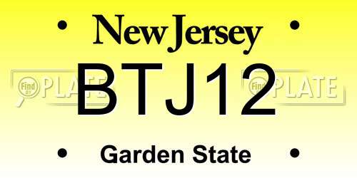 BTJ12 New Jersey License Plate