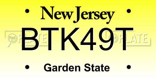BTK49T New Jersey License Plate