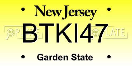 BTKI47 New Jersey License Plate