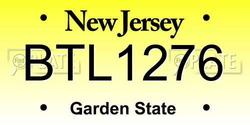 BTL1276 New Jersey License Plate