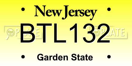 BTL132 New Jersey License Plate