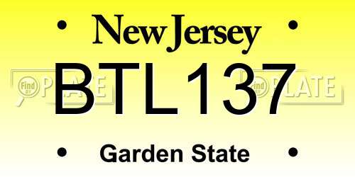 BTL137 New Jersey License Plate