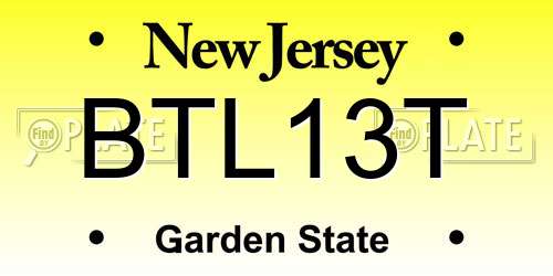BTL13T New Jersey License Plate