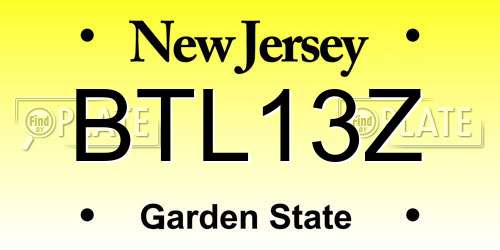 BTL13Z New Jersey License Plate