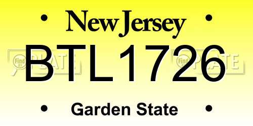 BTL1726 New Jersey License Plate